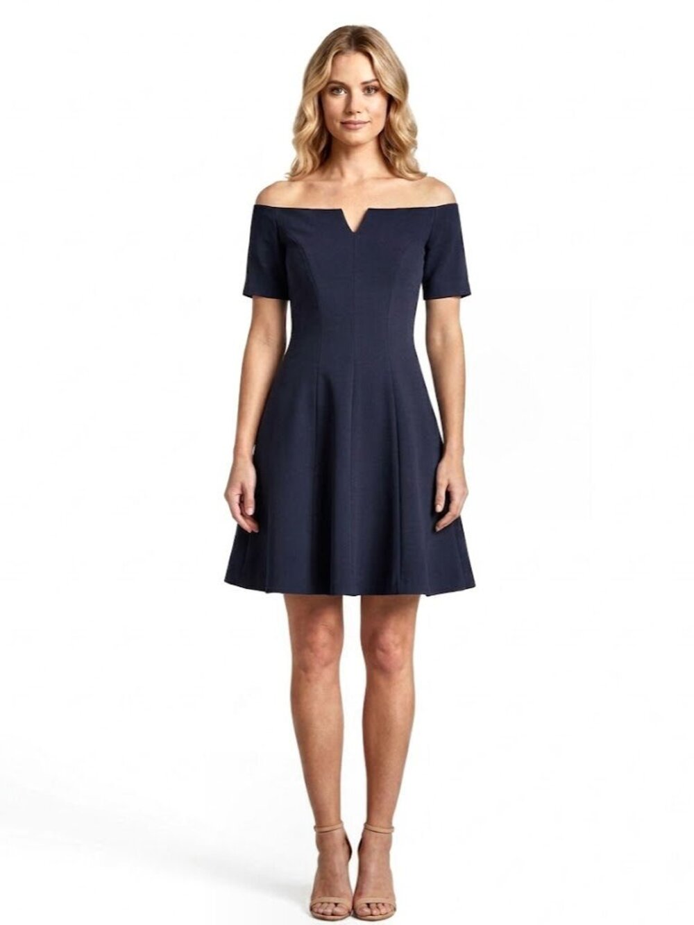 Cinq à Sept Crepe Panel Flare Mini Cocktail Dress, Dark Navy, Womens Size 0